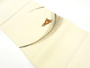 手織り紬曲線に椿模様織出し名古屋帯